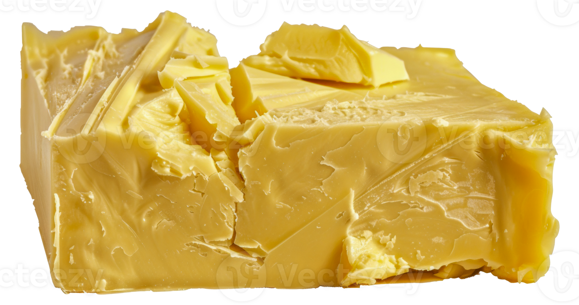 A yellow block of butter with a crack in it - stock .. png