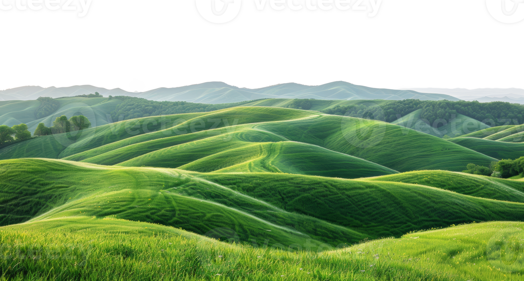 Lush green rolling hills under, cut out - stock .. png