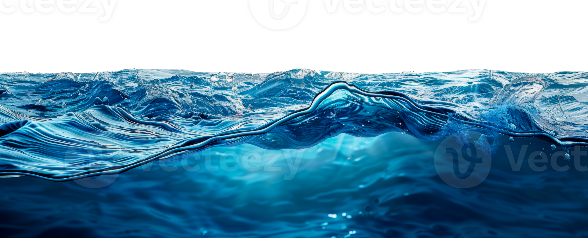 Ocean waves and underwater world, cut out - stock . png