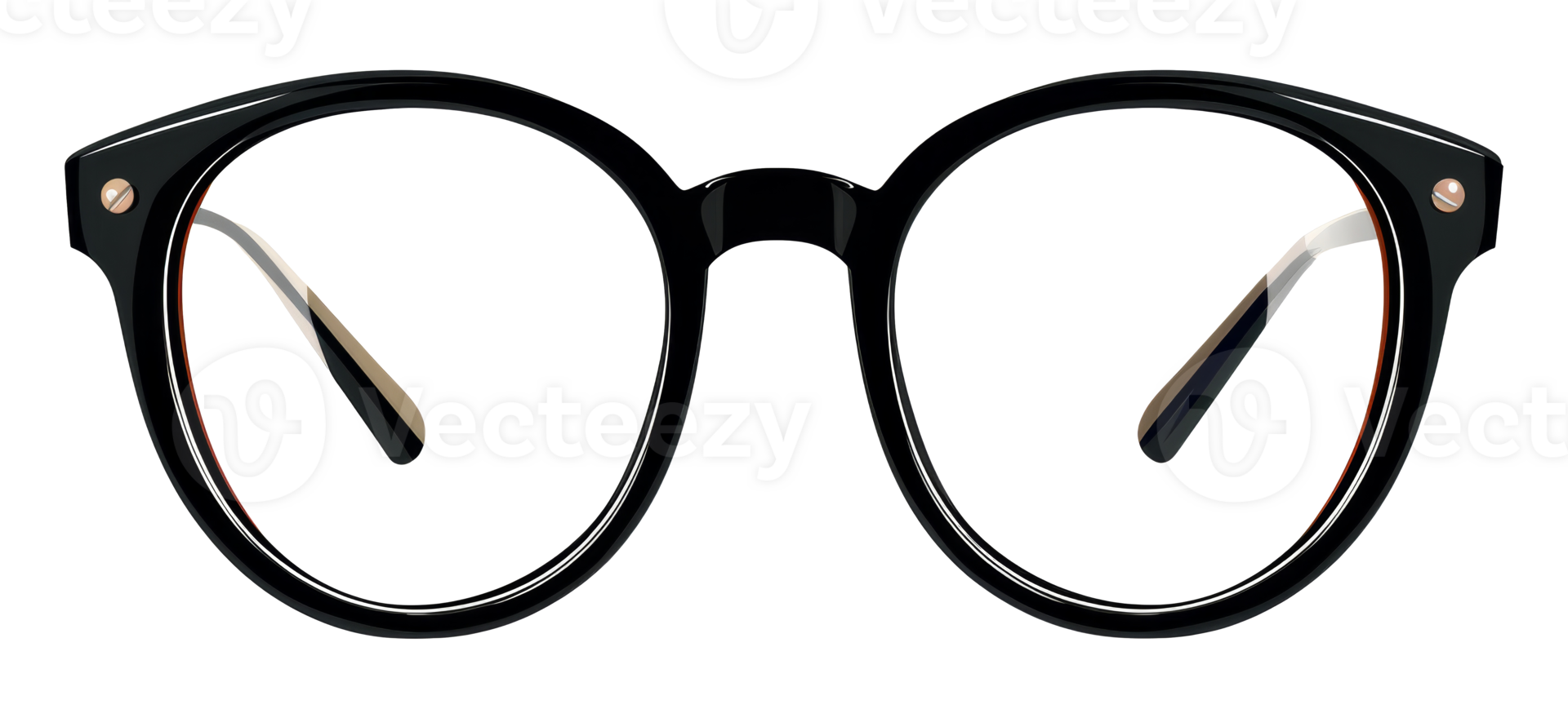 A pair of black glasses with a gold frame - stock .. png