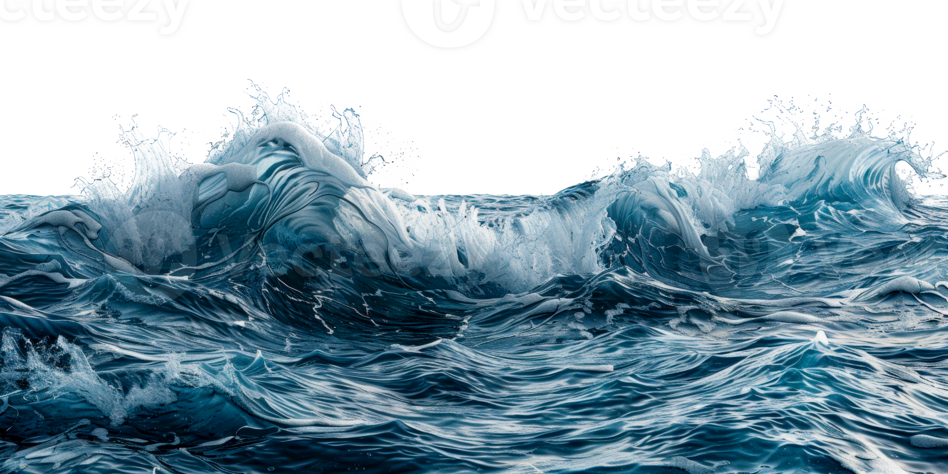 Ocean waves and underwater world, cut out - stock . png