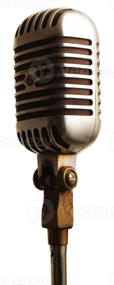 A microphone with a silver and gold color - stock .. png