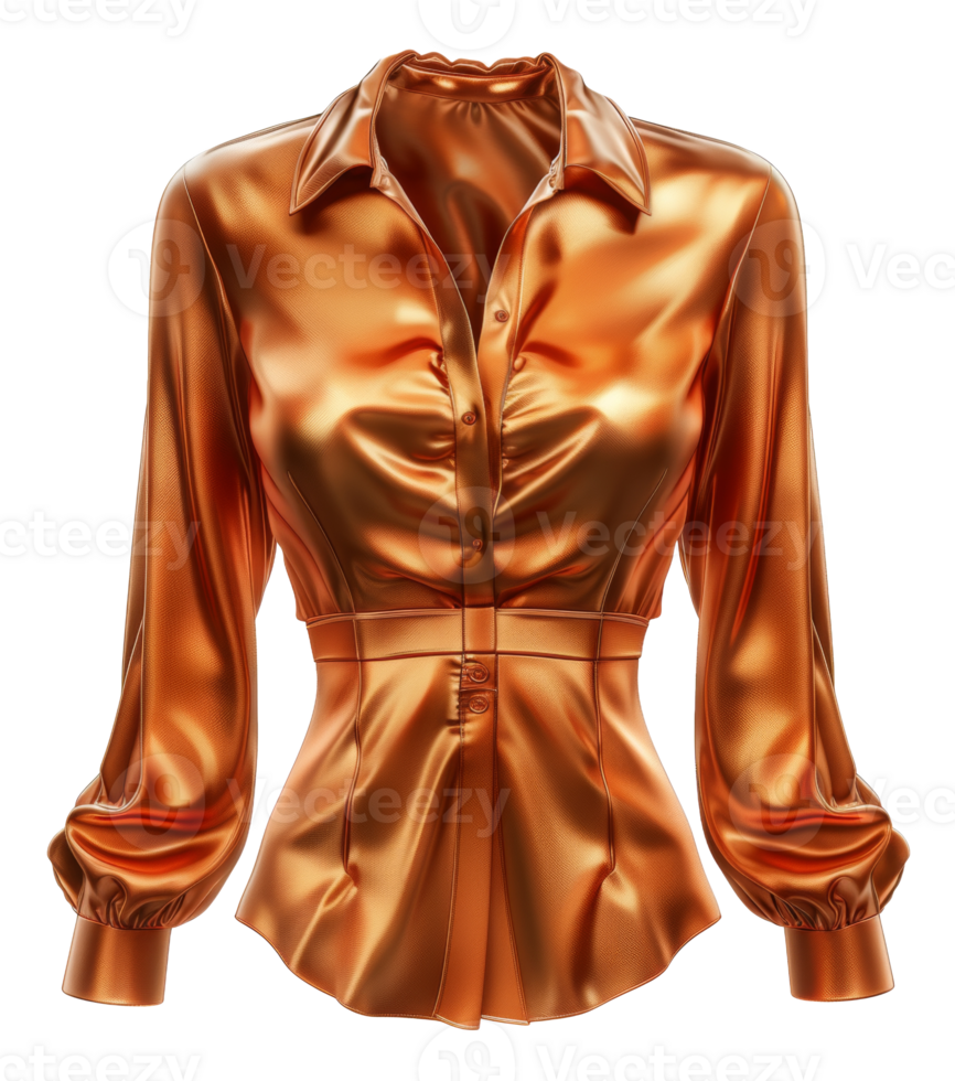 Silky shiny golden blouse on transparent background - stock .. png