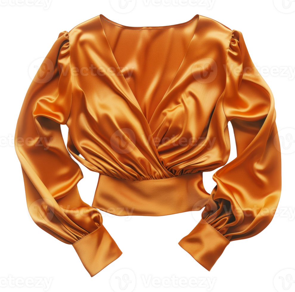 Silky shiny golden blouse on transparent background - stock .. png