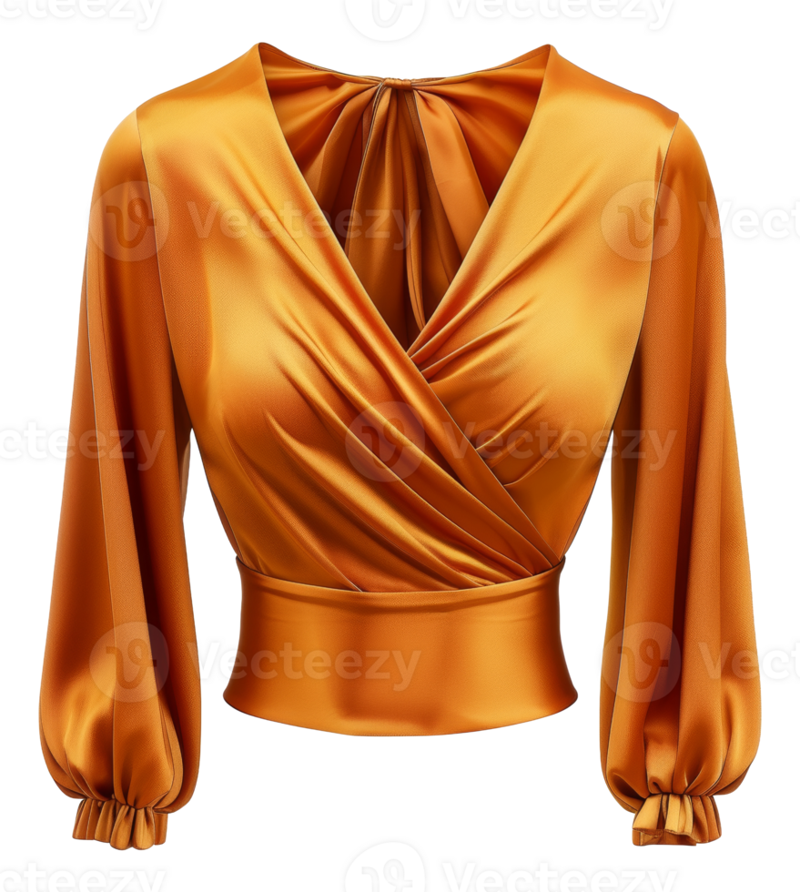 Silky shiny golden blouse on transparent background - stock .. png