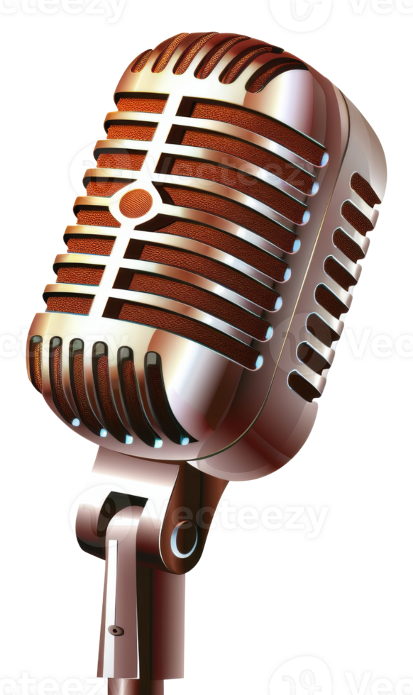 A microphone with a silver and gold color - stock .. png