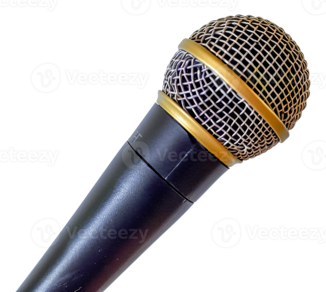 A microphone with a gold cord - stock .. png