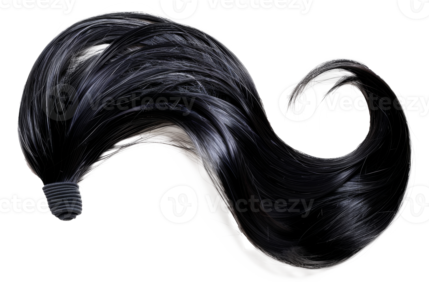 A long black hair with a ponytail - stock .. png