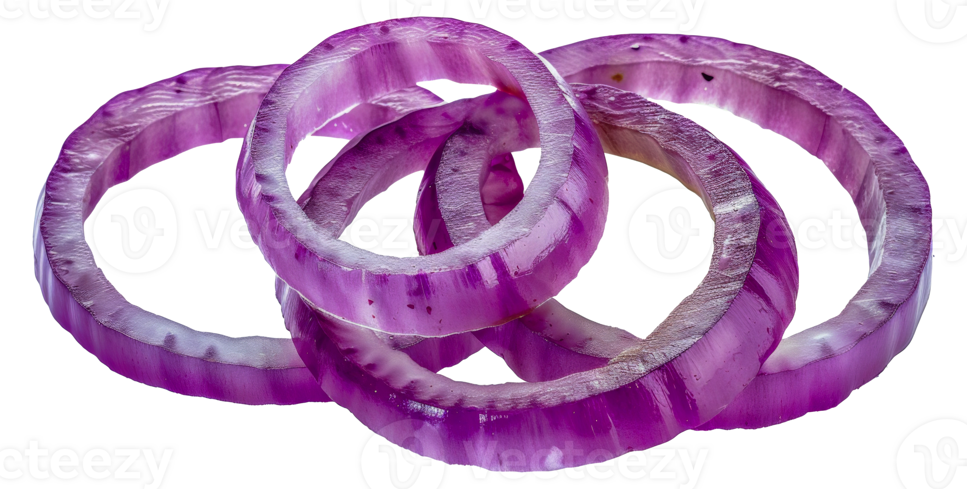 Four purple onion rings are piled on top of each other - stock .. png
