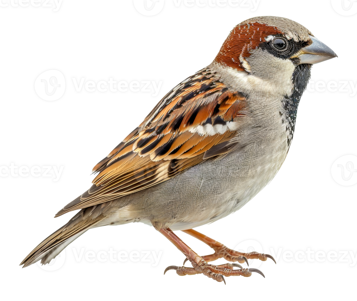 A small brown and gray bird with a black beak - stock .. png