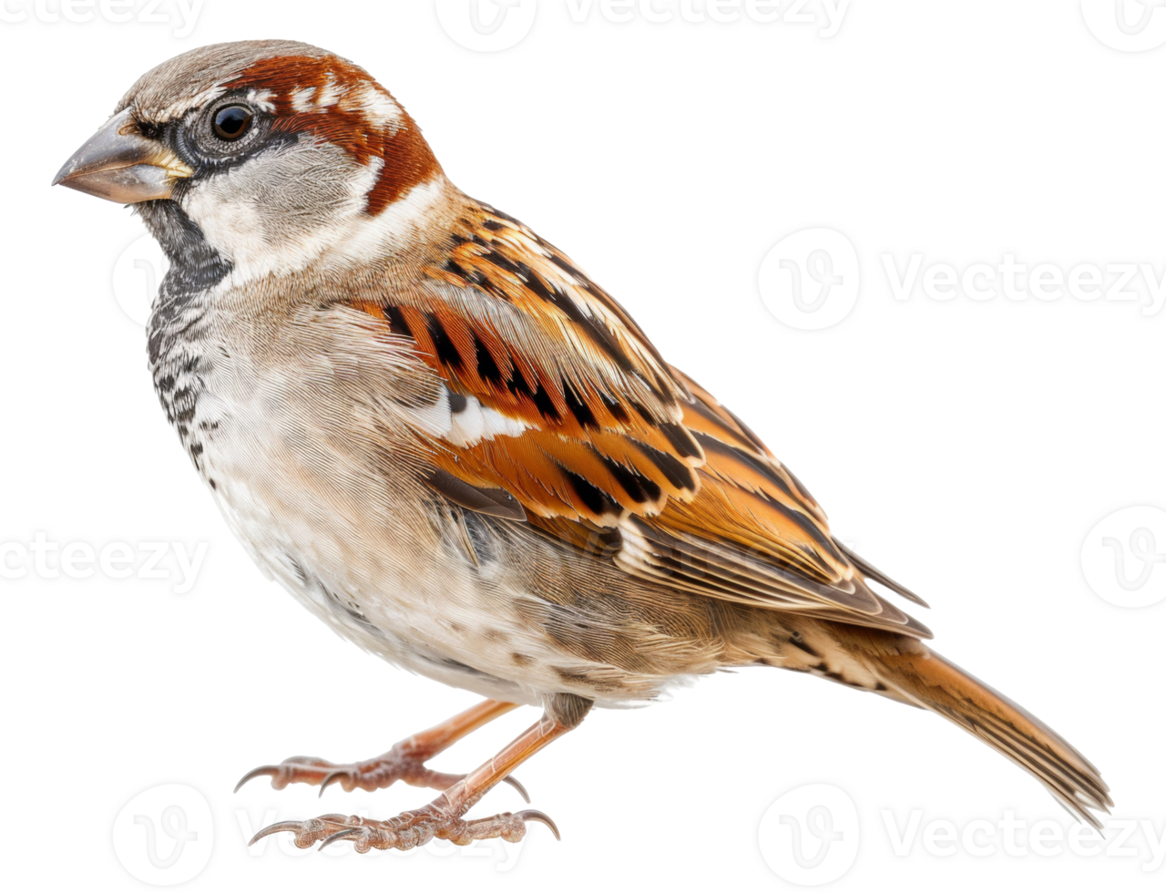 A small brown and white bird with a black beak - stock .. png