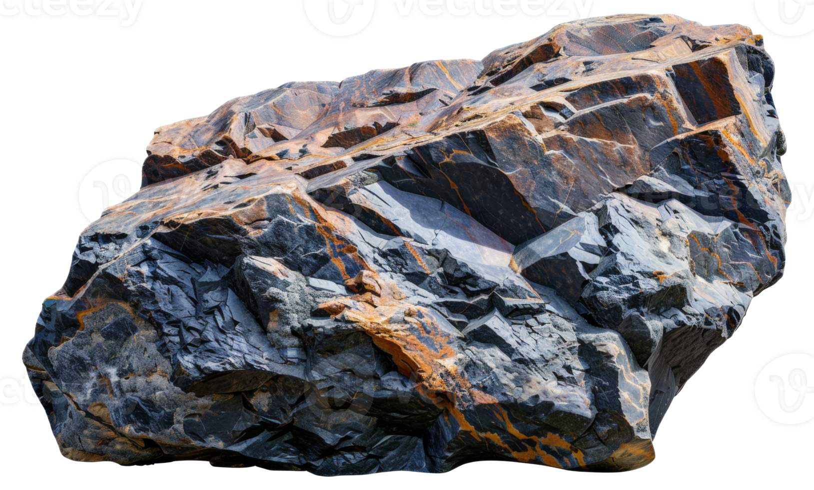A large rock with a black and gray color - stock .. png
