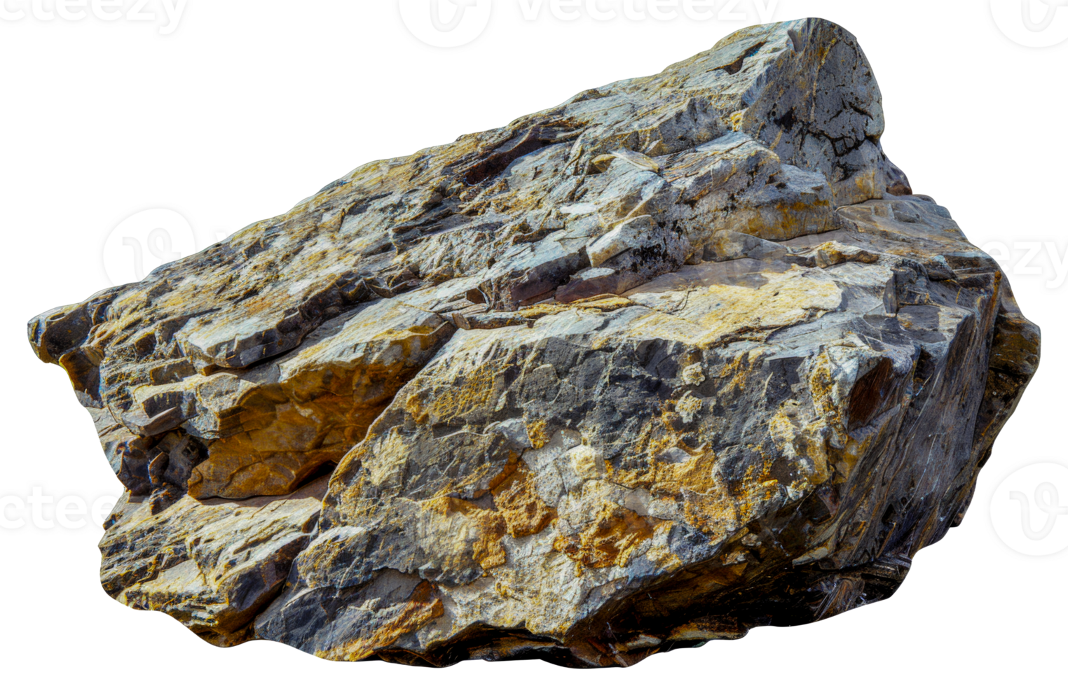 A large rock with a few cracks and a few spots of yellow - stock .. png
