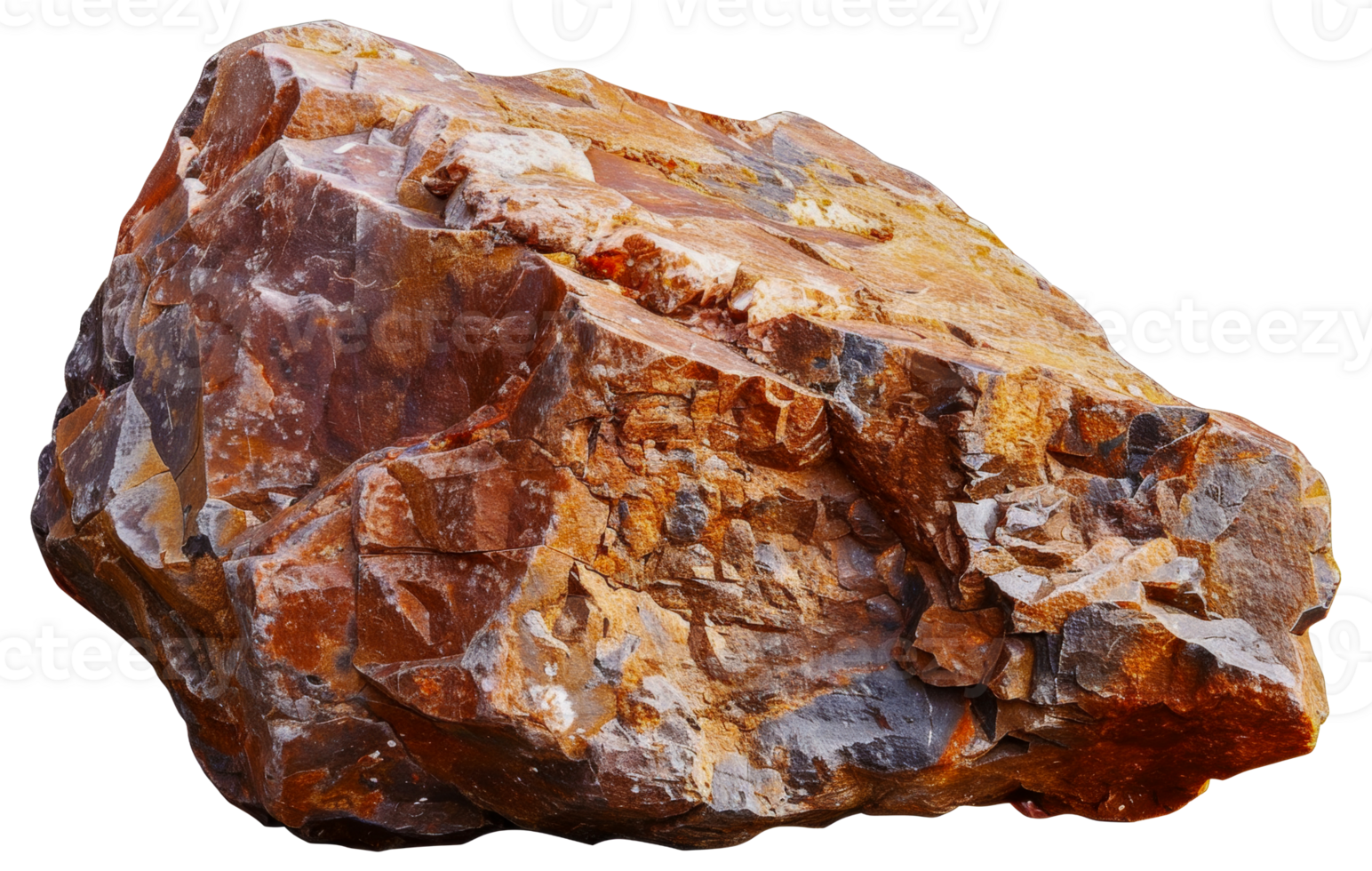 A large rock with a rough surface and a reddish-brown color - stock .. png