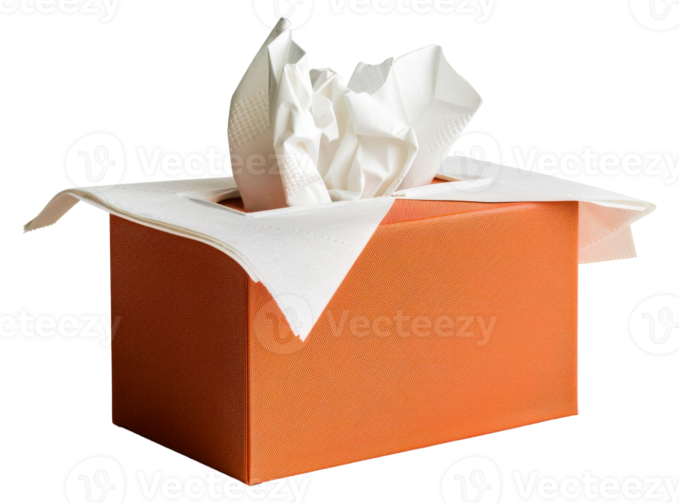 A box of tissues with a white paper on top - stock .. png
