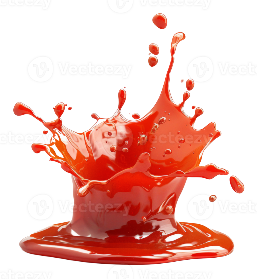 Splash of red tomato sauce on transparent background - stock .. png