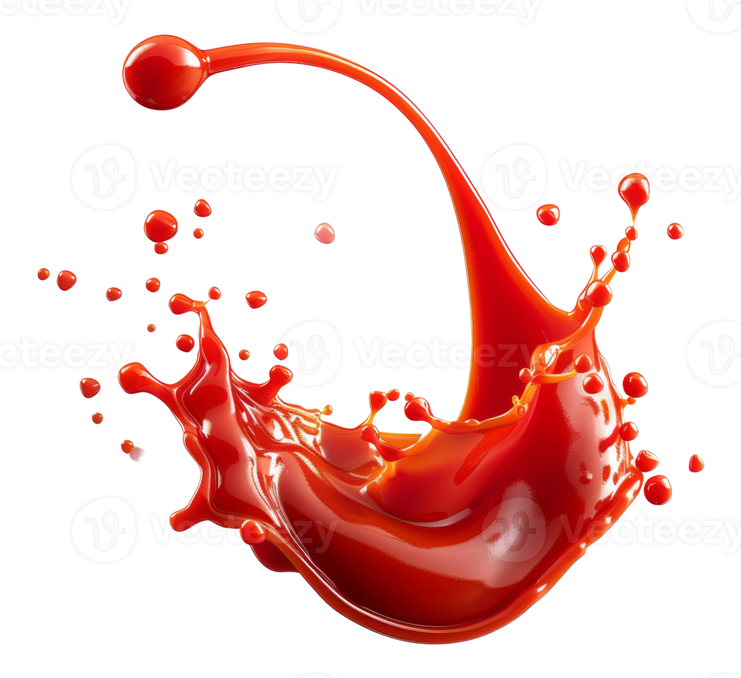 Splash of red tomato sauce on transparent background - stock .. png
