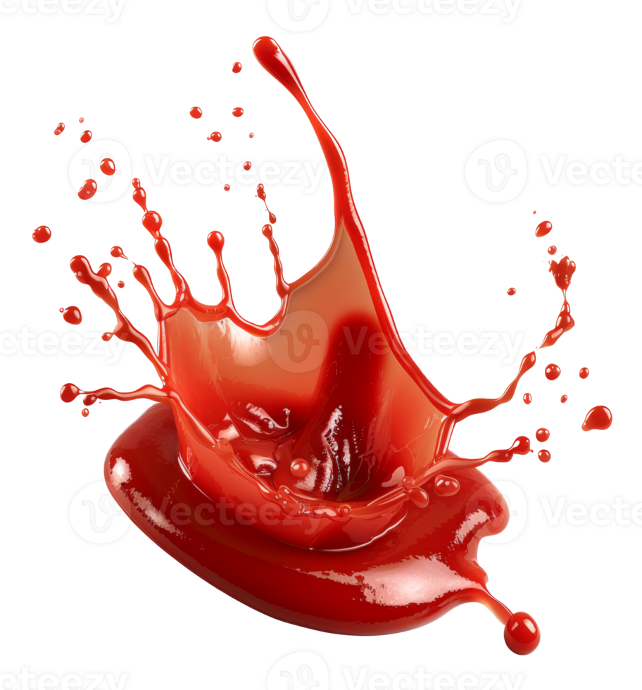 Splash of red tomato sauce on transparent background - stock .. png