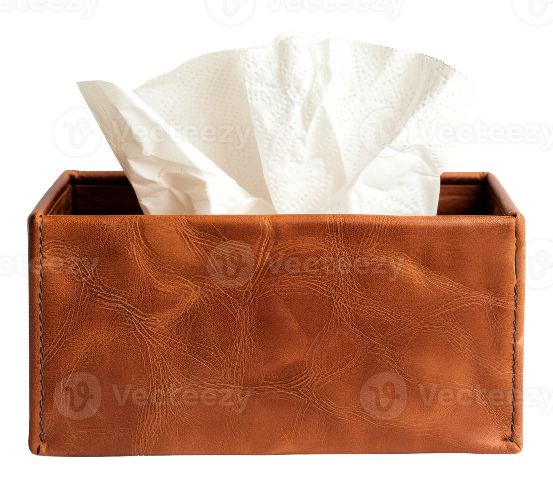 A brown box with a white tissue inside - stock .. png