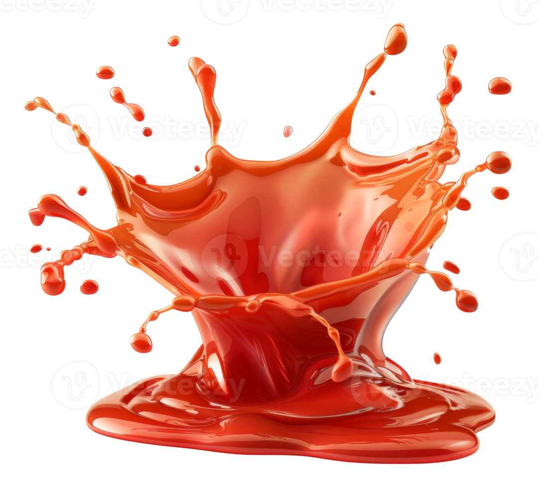 Splash of red tomato sauce on transparent background - stock .. png
