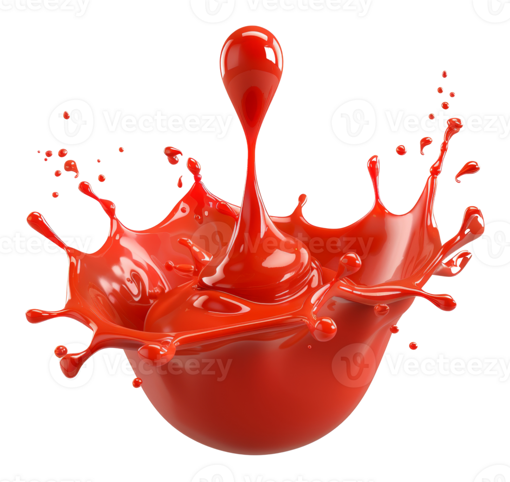 Splash of red tomato sauce on transparent background - stock .. png