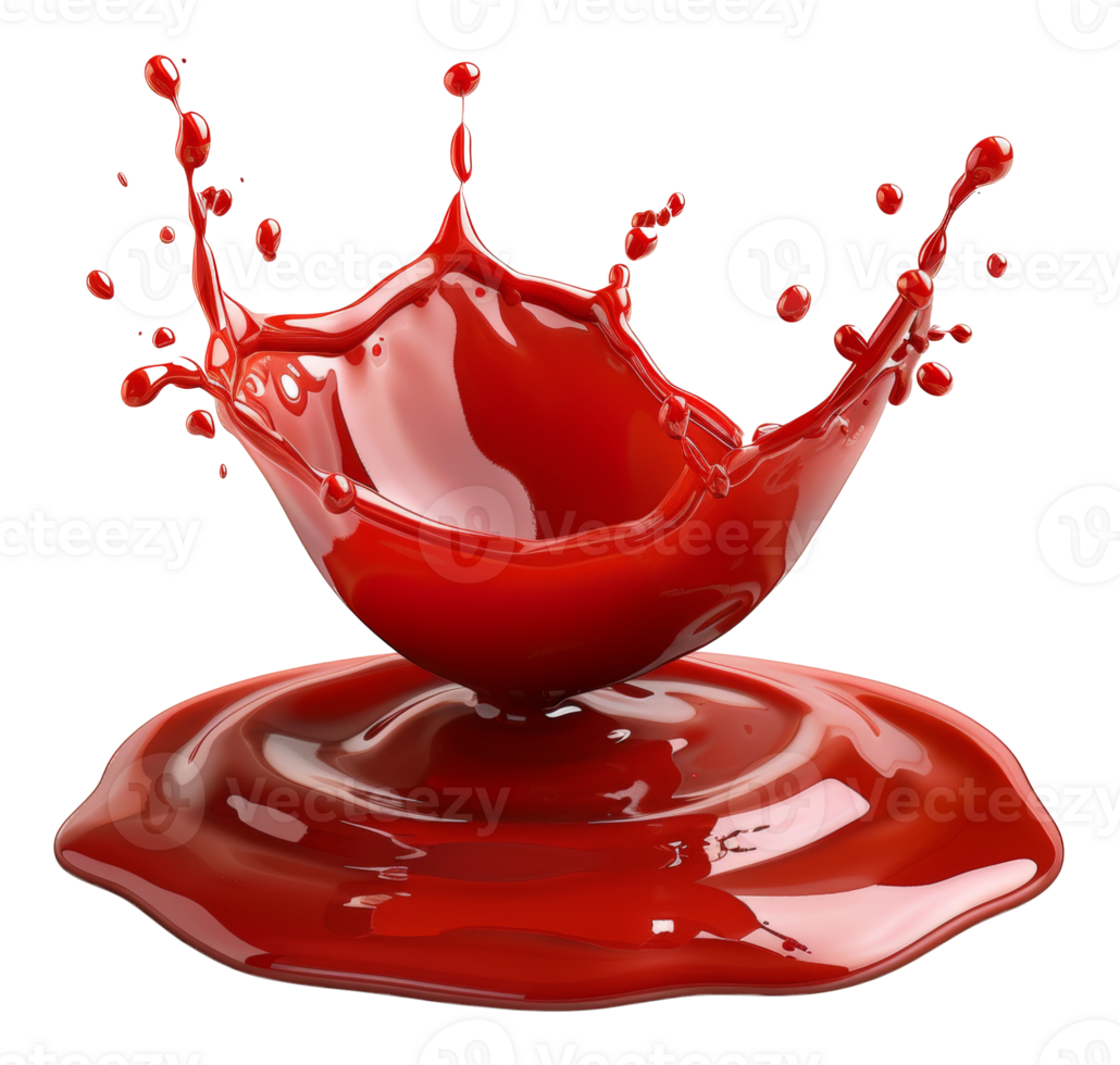 Splash of red tomato sauce on transparent background - stock .. png
