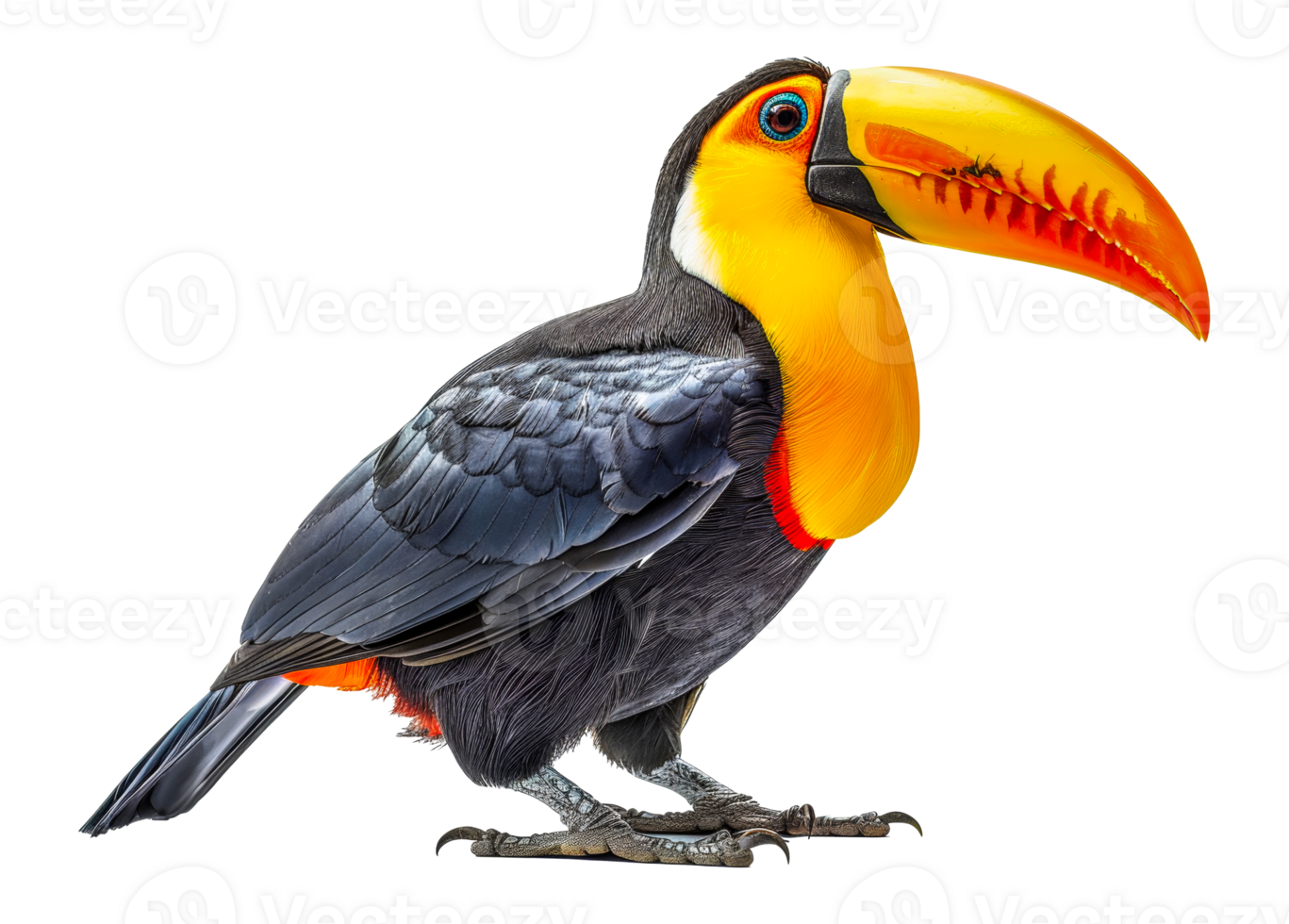 A black and yellow bird with a long beak stands - stock .. png