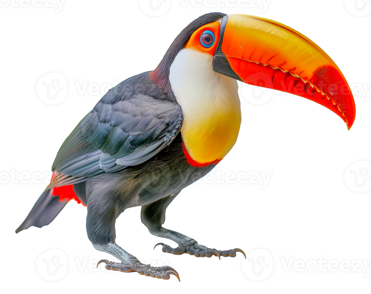 A black and yellow bird with a long beak is standing - stock .. png