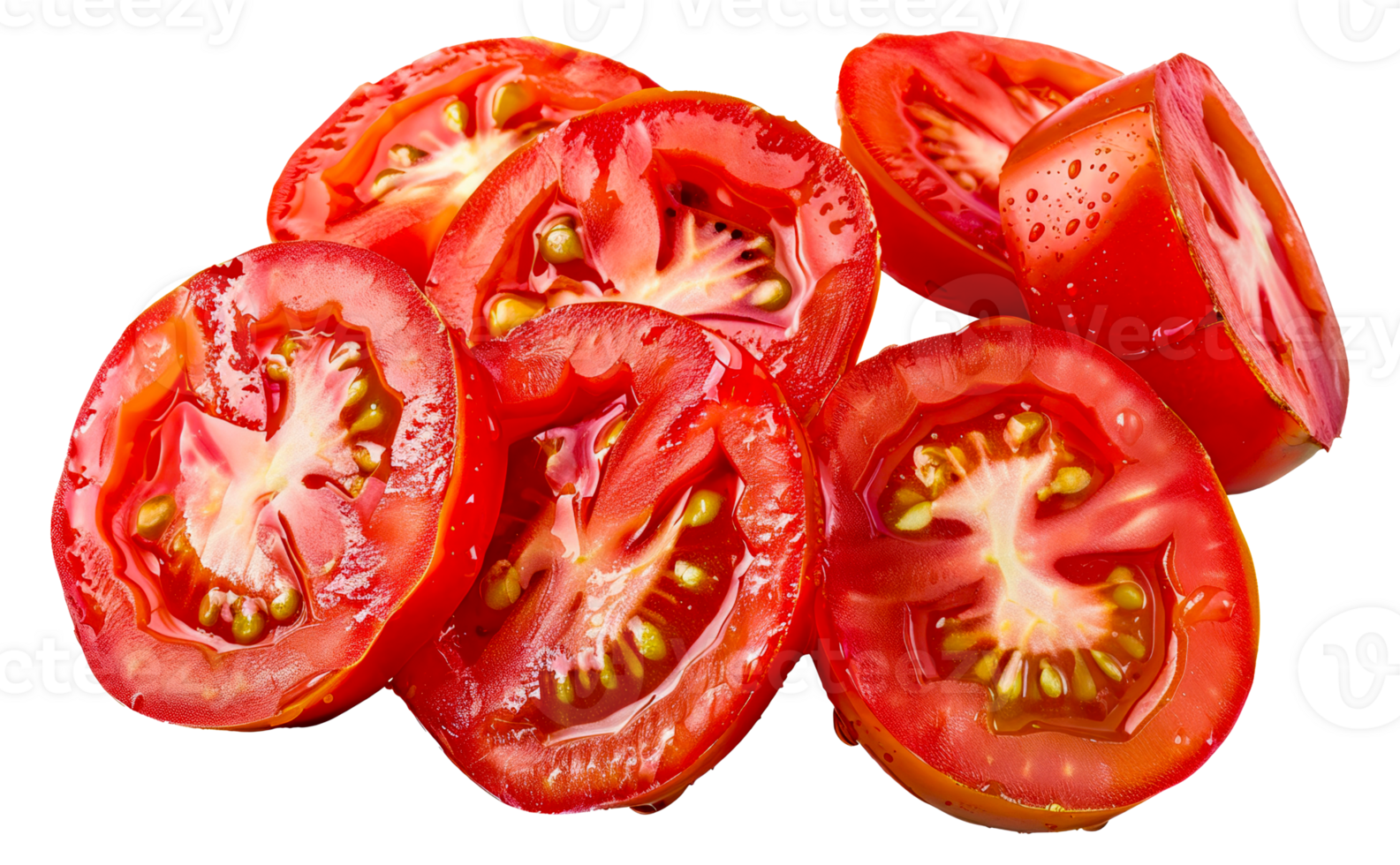 A close up of a tomato with the top cut off - stock .. png