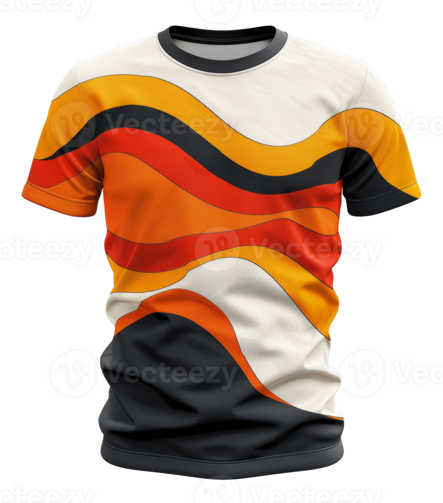Color block graphic t-shirt with bold abstract design on transparent background - stock . png