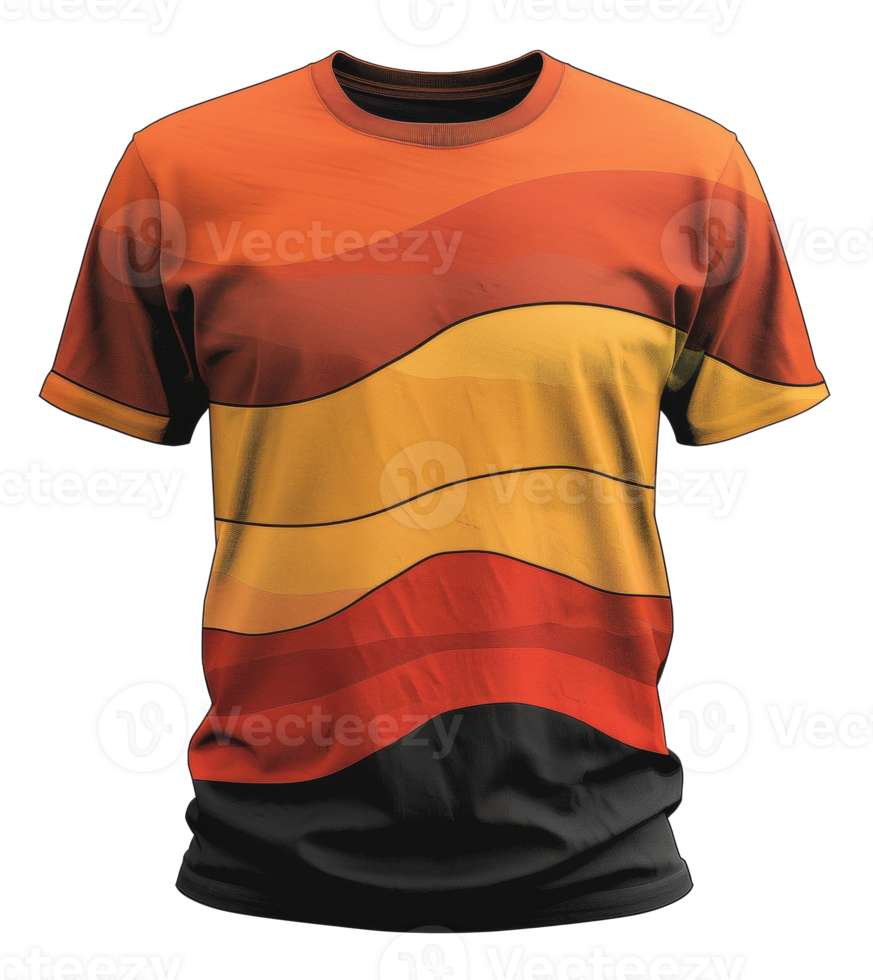 Color block graphic t-shirt with bold abstract design on transparent background - stock . png