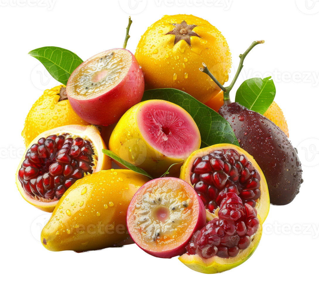 assortiment van tropisch fruit met vers water druppels Aan transparant achtergrond - voorraad .. png