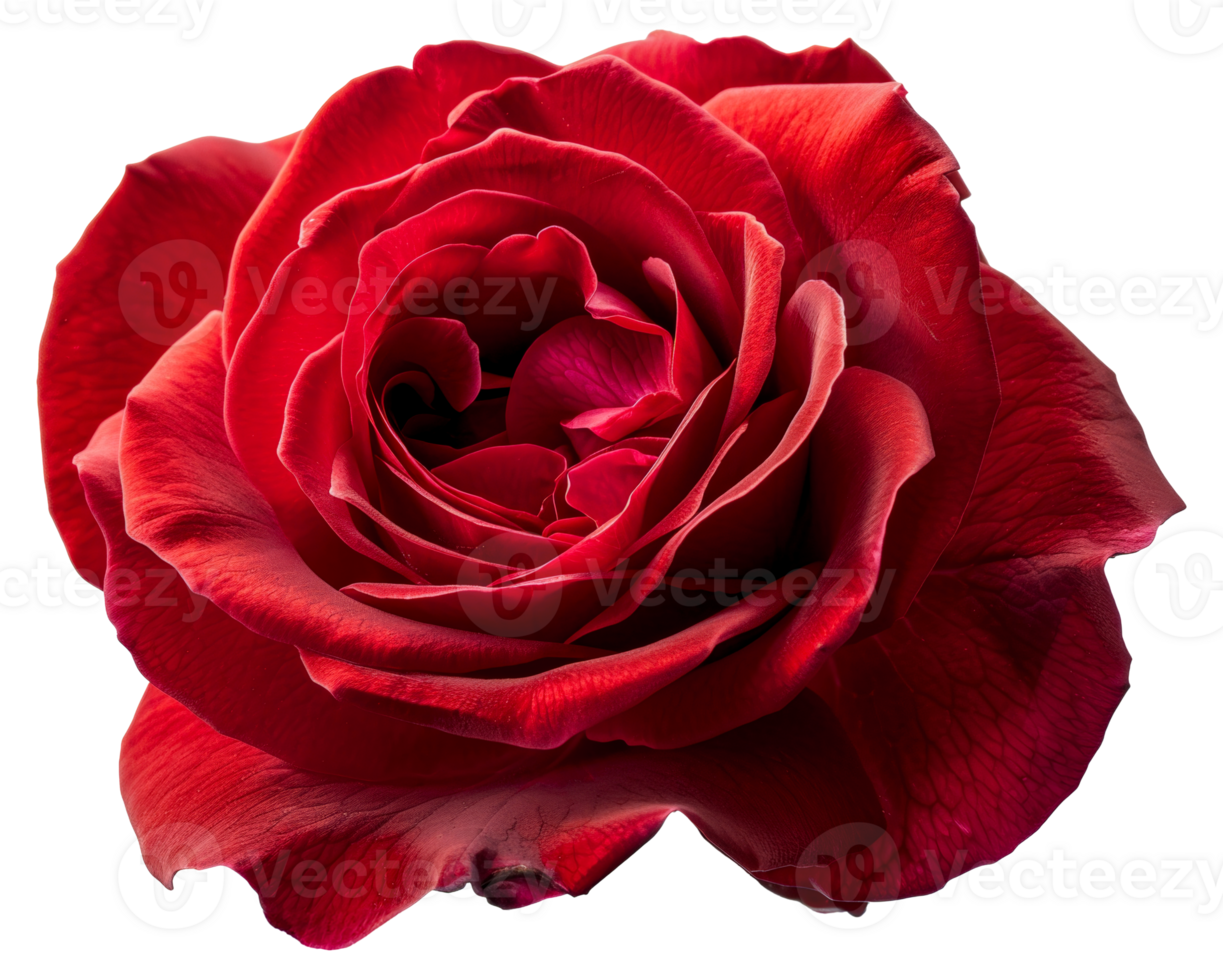 A red rose with a single petal showing - stock .. png