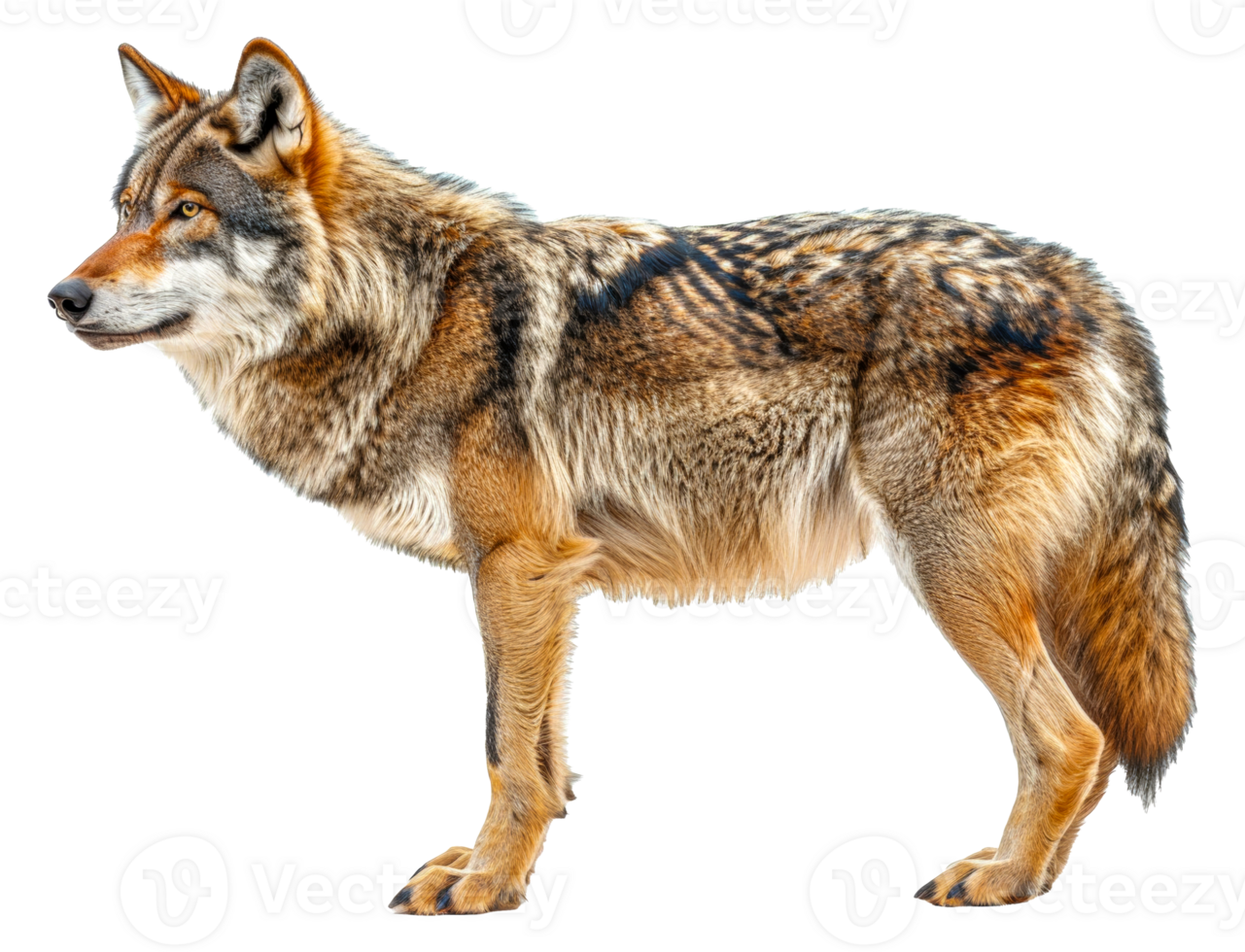 A large brown and tan wolf standing - stock .. png