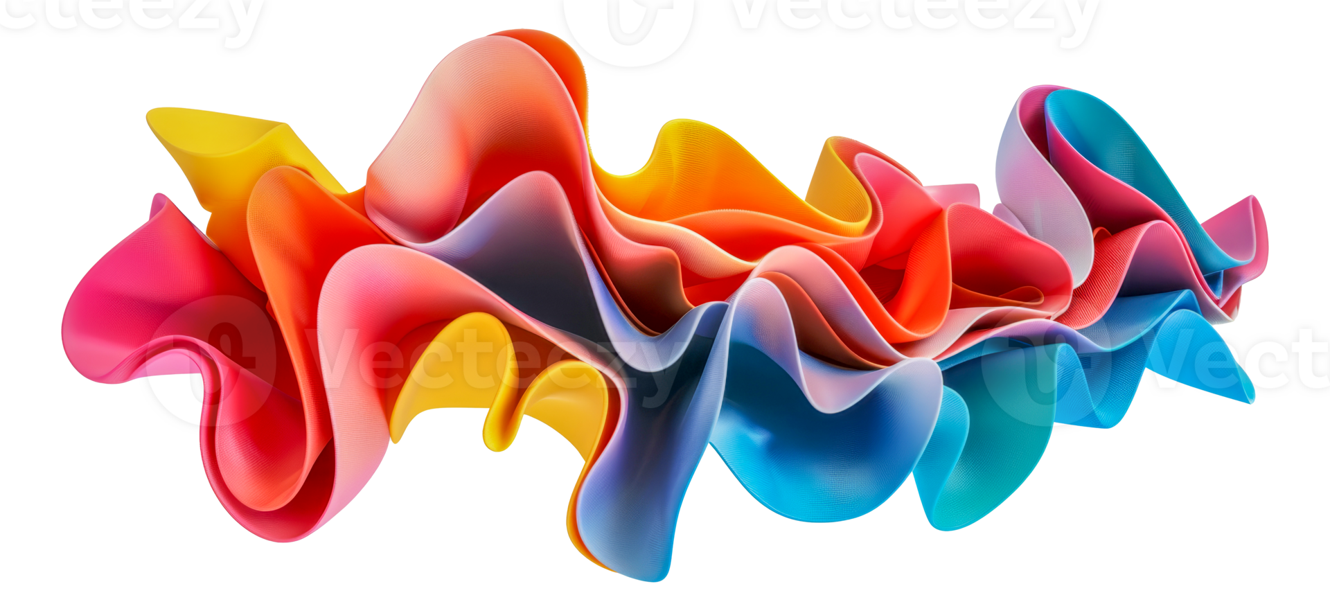 Fluid colorful waves resembling silk textures, cut out - stock .. png