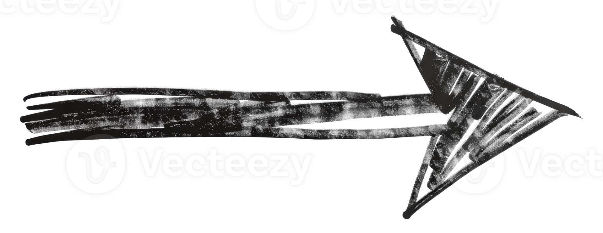 Textured black arrow pointing right, cut out - stock .. png