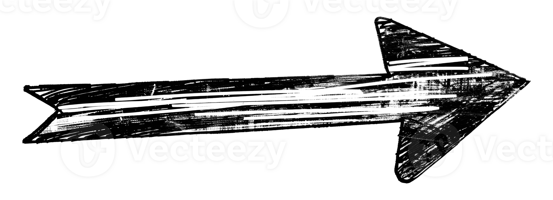 Textured black arrow pointing right, cut out - stock .. png