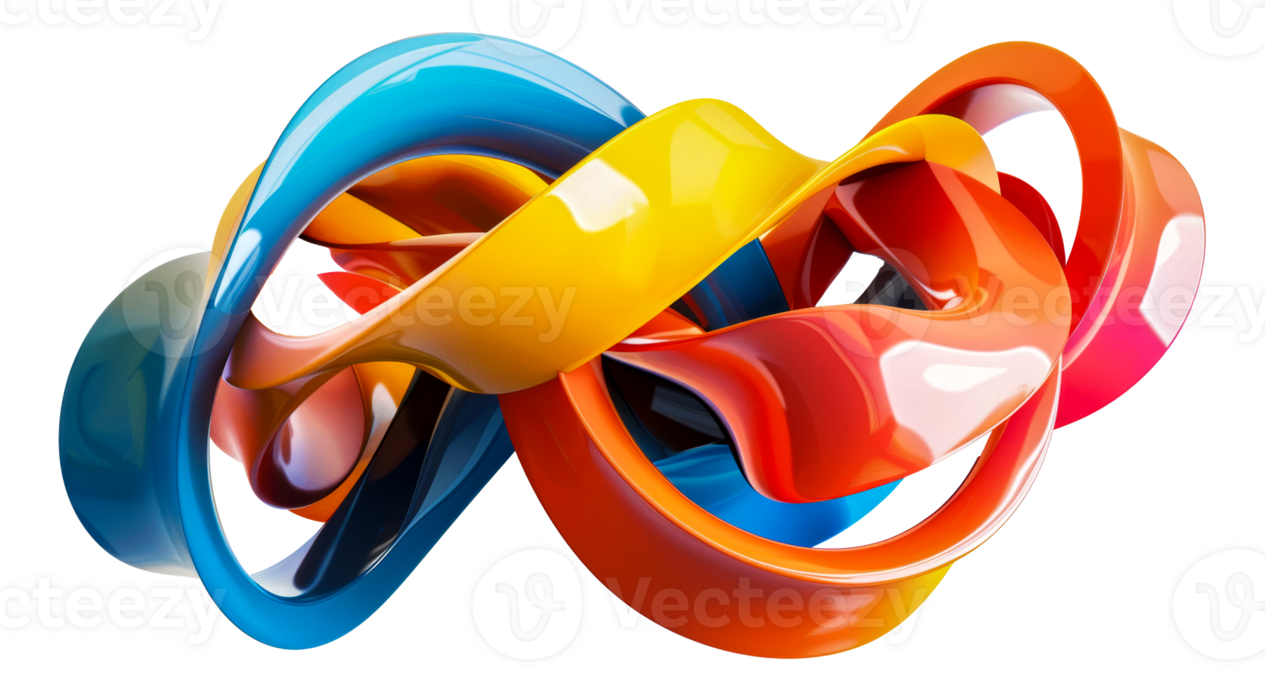 Colorful abstract 3D art of intertwined shapes, cut out - stock .. png