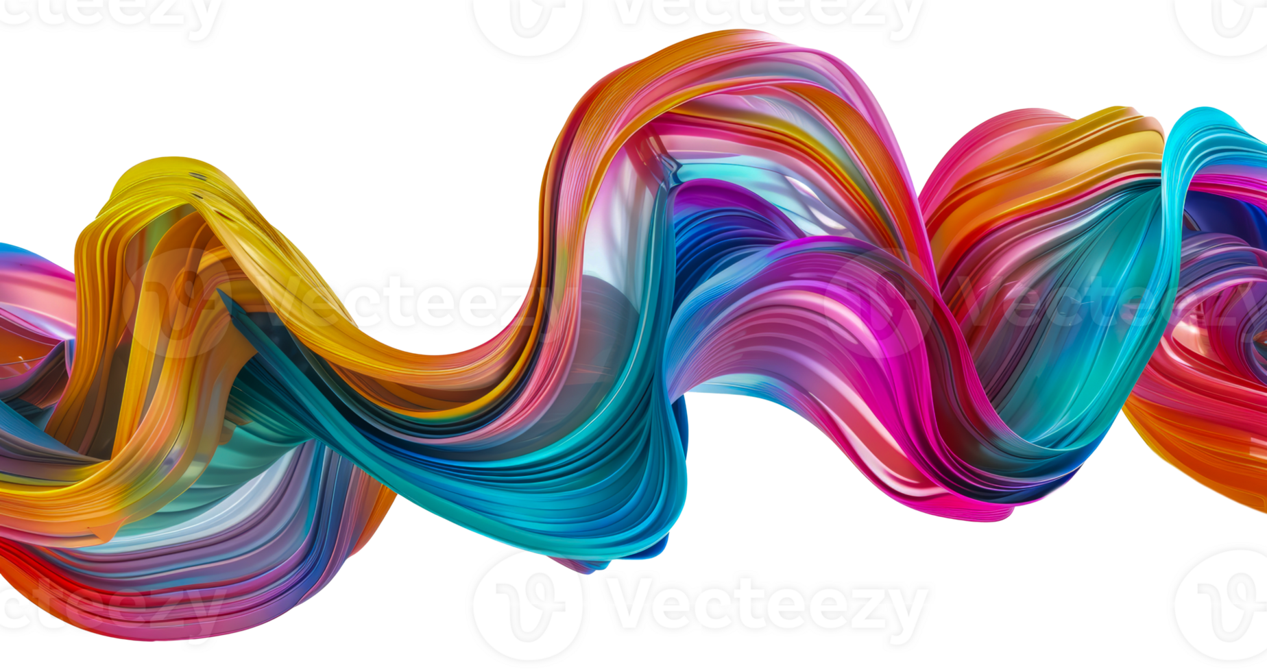 Multicolored abstract waves flowing dynamically, cut out - stock .. png