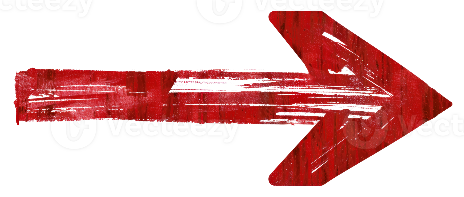 Hand-painted red arrow, cut out - stock . png