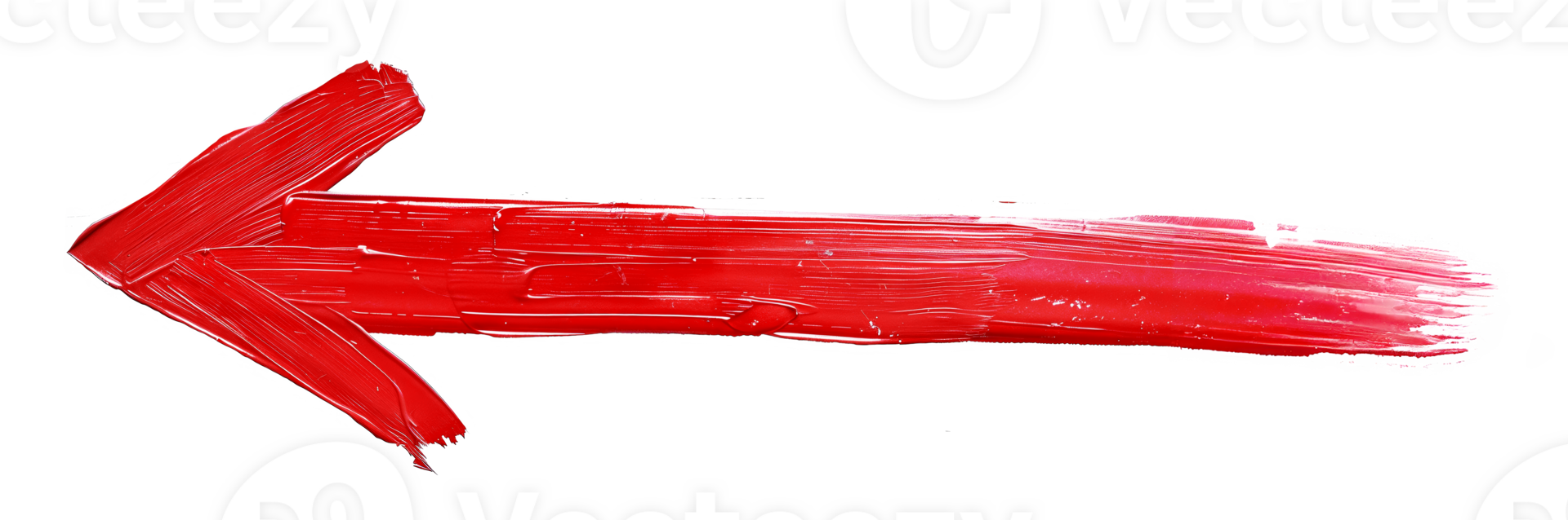 Hand-painted red arrow, cut out - stock . png