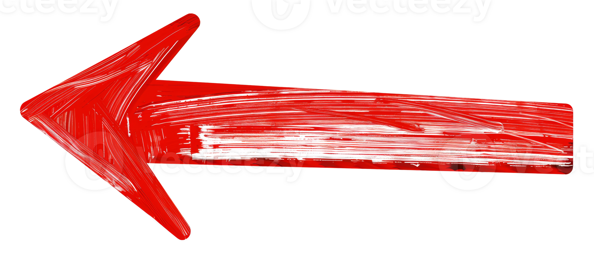 Hand-painted red arrow, cut out - stock . png