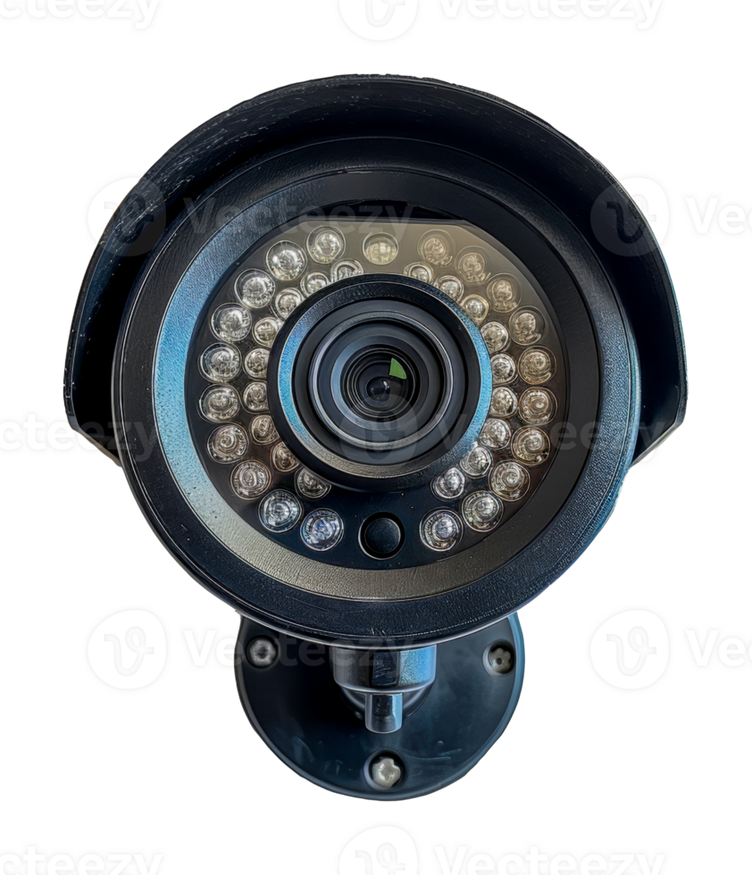 Security camera with infrared LEDs close, cut out - stock . png