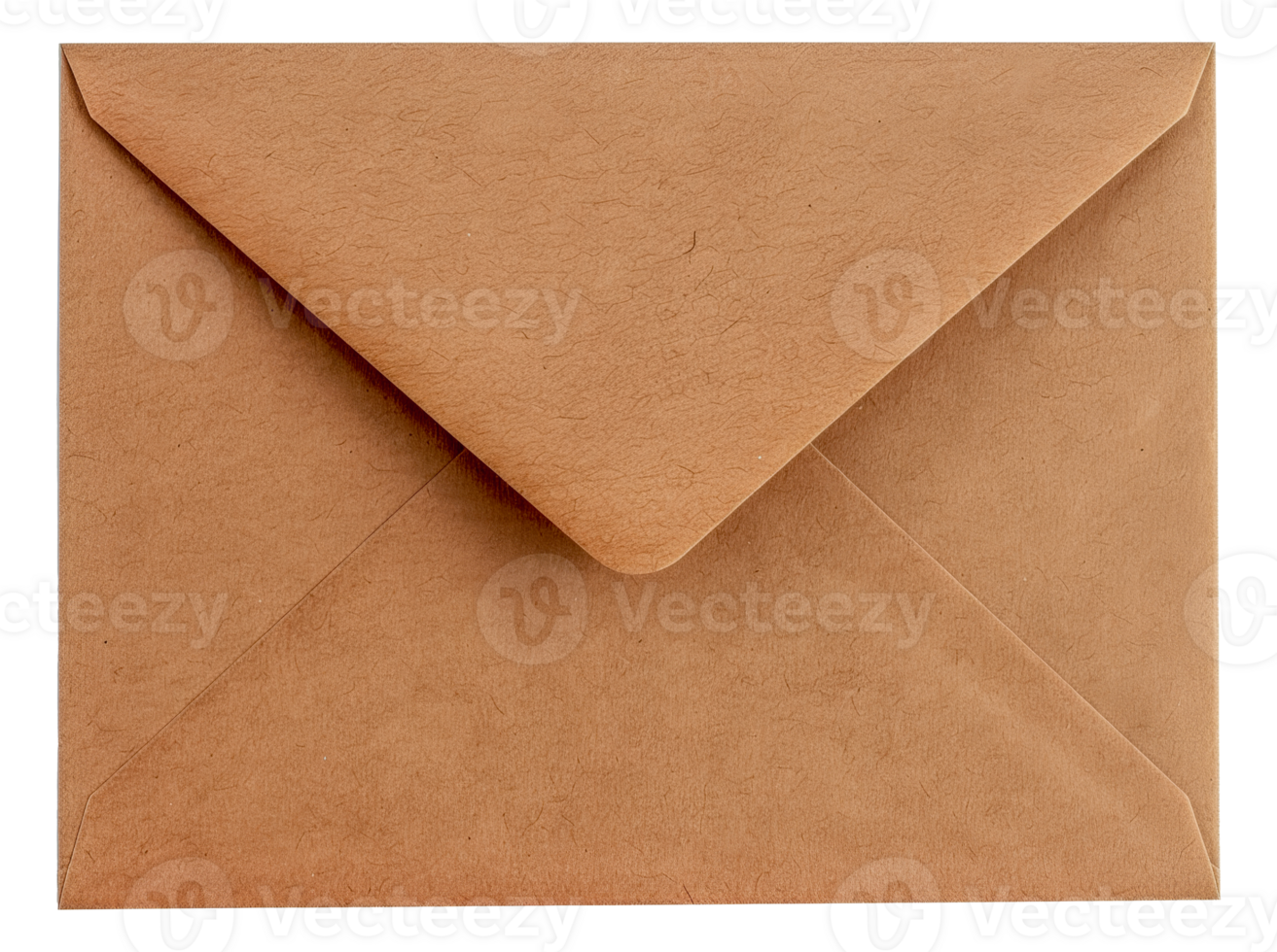 A brown envelope with a flap is sitting on a white background - stock .. png