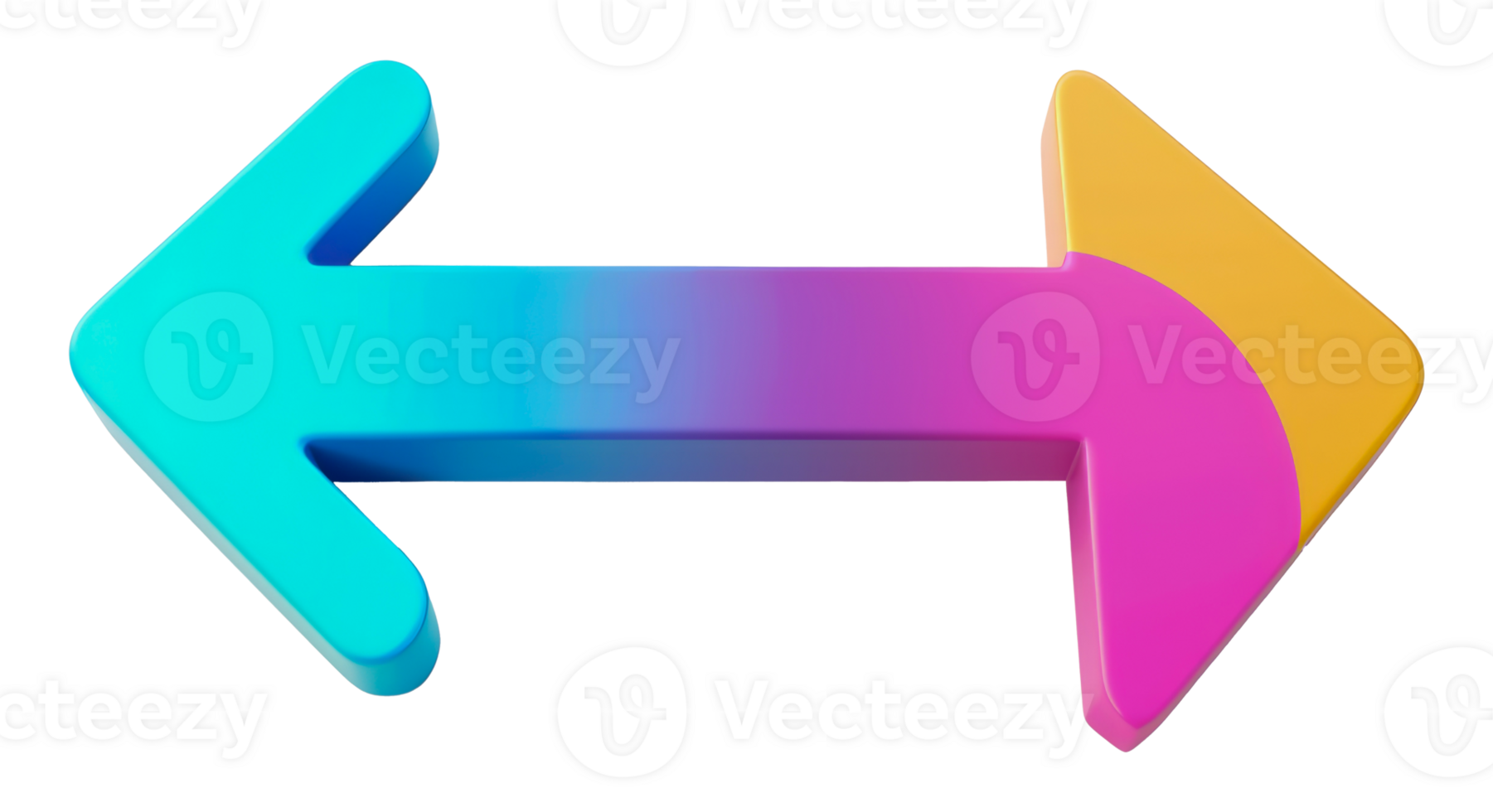 Multicolored arrow with glossy finish, cut out - stock .. png