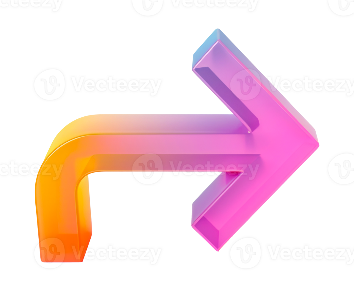 Gradient arrow icon in pink and orange, cut out - stock .. png