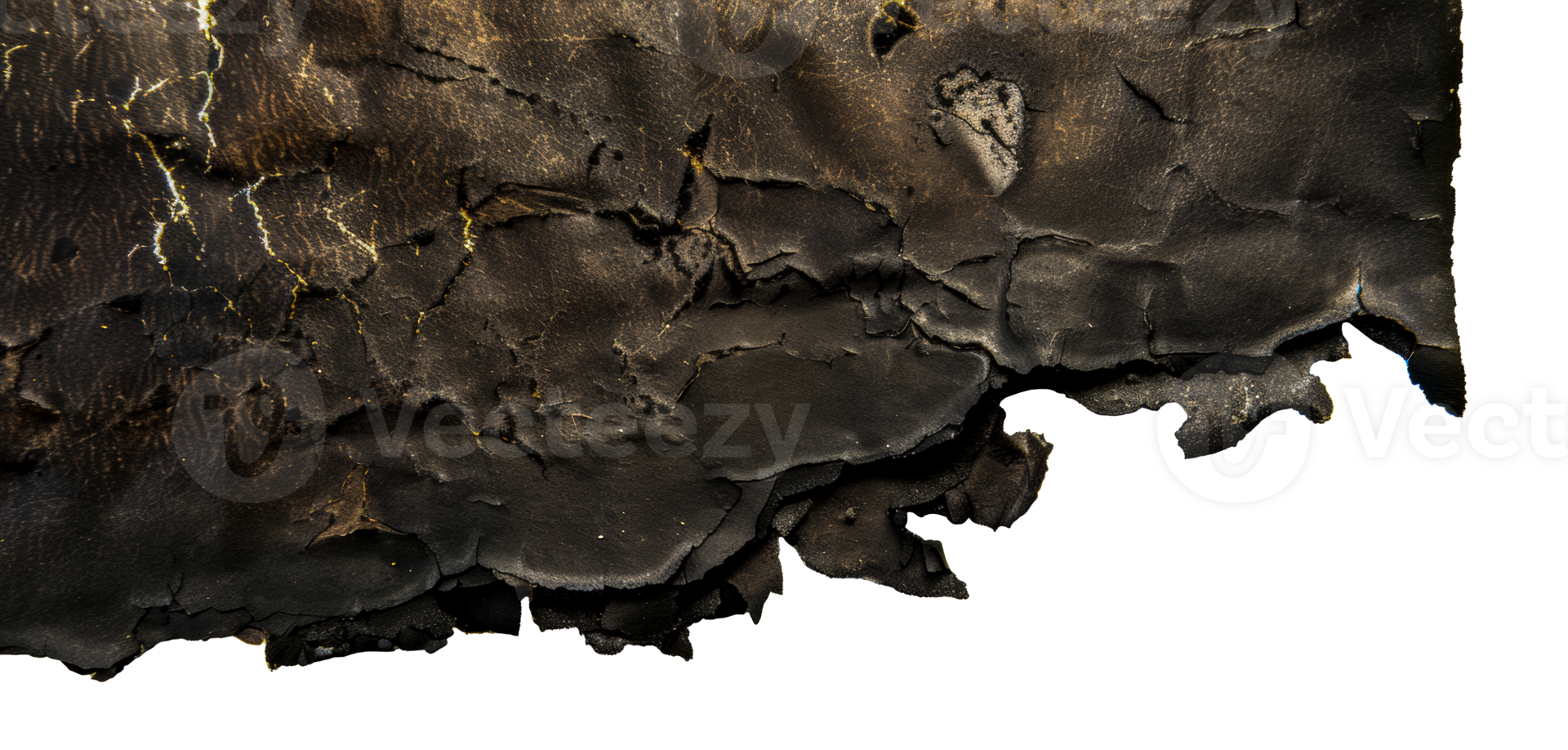 Heavily burnt blackened paper with torn edges, cut out - stock .. png
