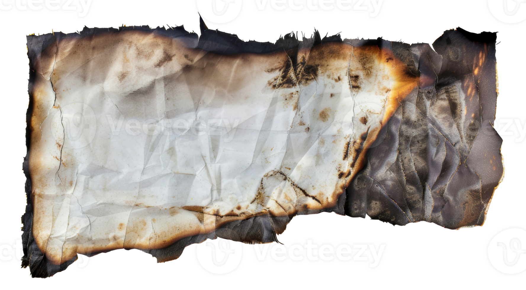 Weathered paper with burnt golden, cut out - stock .. png