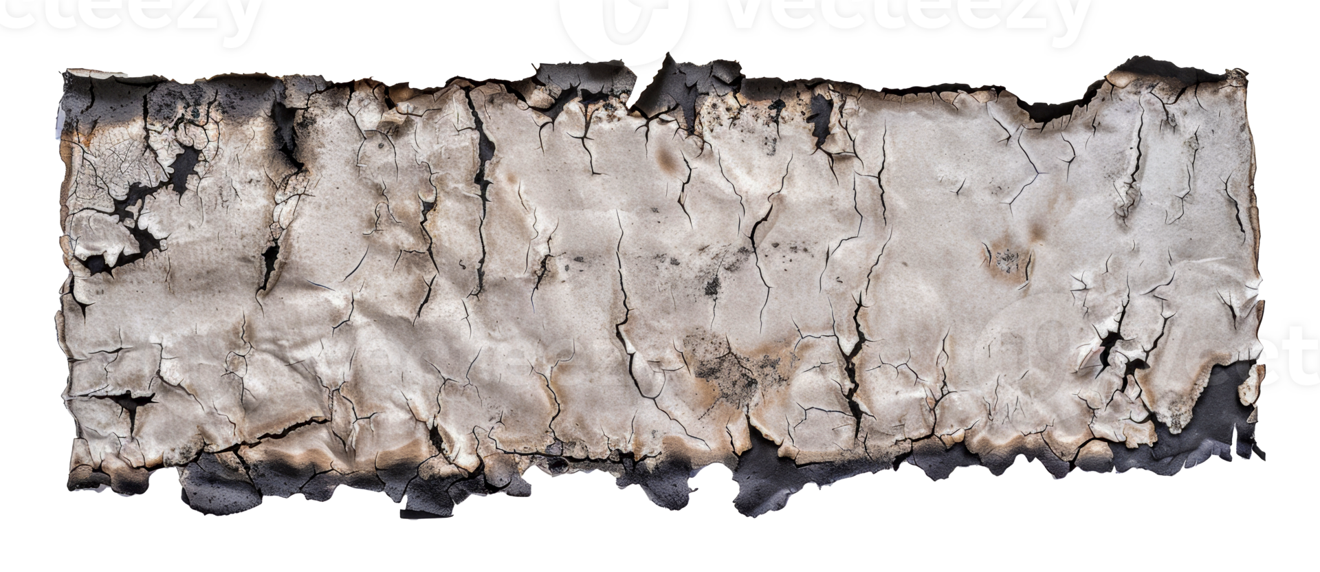 Aged burnt crumpled paper with charred edges, cut out - stock .. png