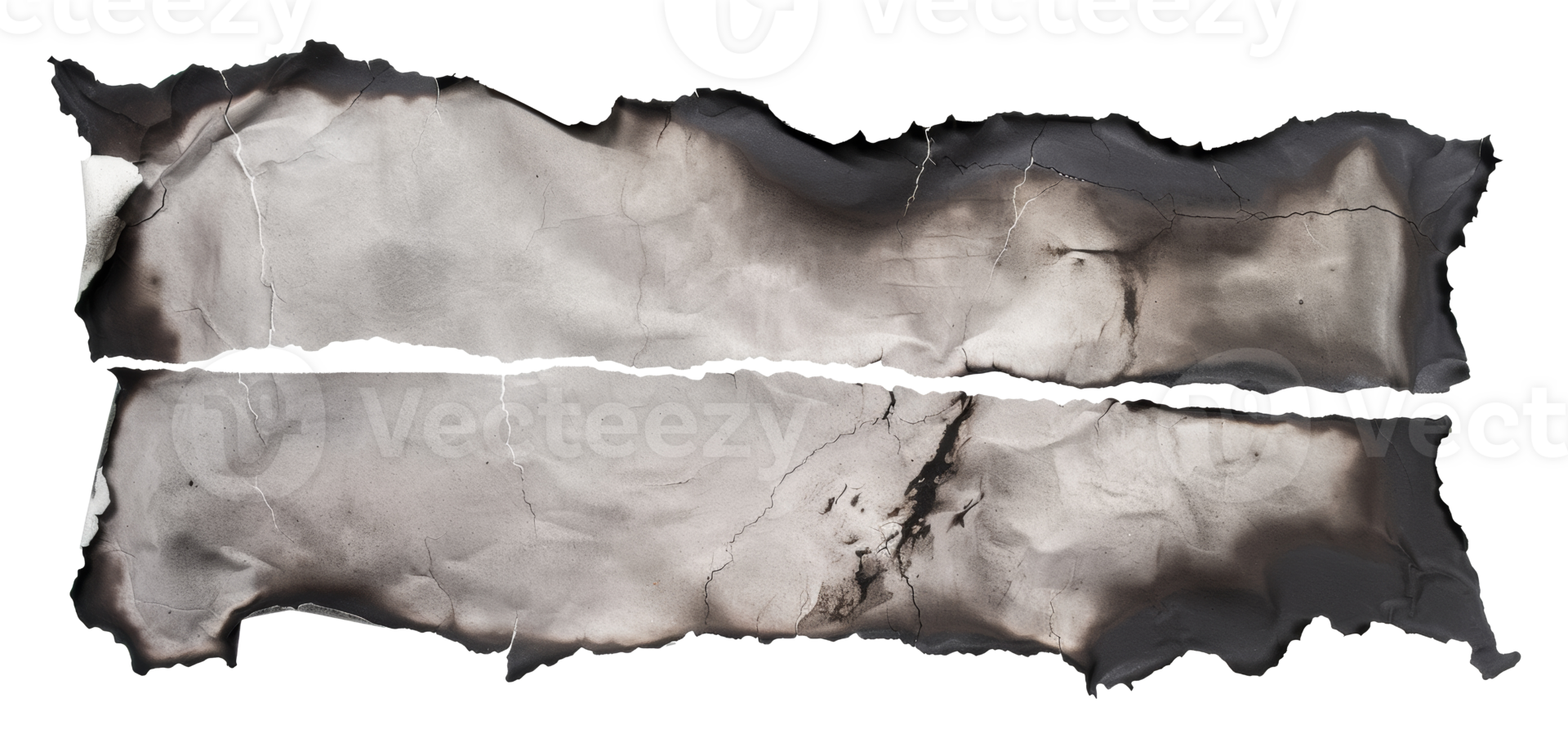 Dark burned paper with golden cracks and textured surface, cut out - stock .. png